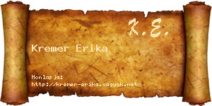Kremer Erika névjegykártya